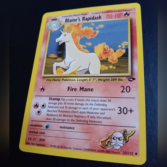 Blaine's Rapidash Pokemon Card - Gym Challenge - NO. 33/132 Uncommon Non-Holo - Picture 6 of 9